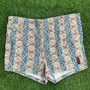 Vintage Patterned Summer Shorts – Tribal Geometric Print – Mens Size - M